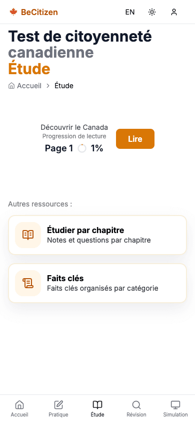 Écran d'étude Découvrir le Canada
