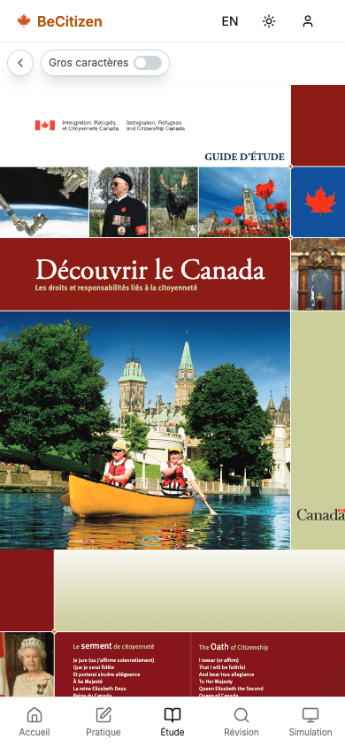La couverture du guide Découvrir le Canada dans le lecteur BeCitizen